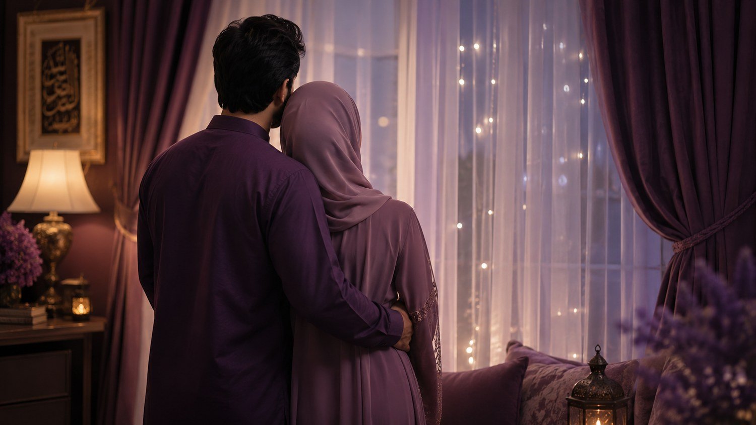 Pasangan suami istri menikmati momen romantis